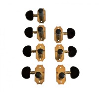 Van Gent 7 Strings Classical Single Guitar Machine Heads 39.01.C Gold with and Black Buttons 4L+3R or 3L+4R