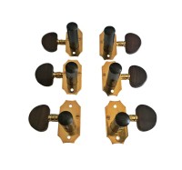 Van Gent Classical Guitar Single Machine Heads 39.01.C Gold with and Black Buttons 3L+3R