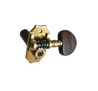 Van Gent Classical Guitar Single Machine Heads 39.01.C Gold with and Black Buttons 3L+3R